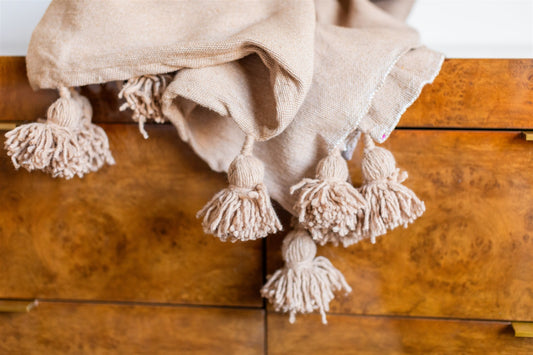 Beige organic wool throw