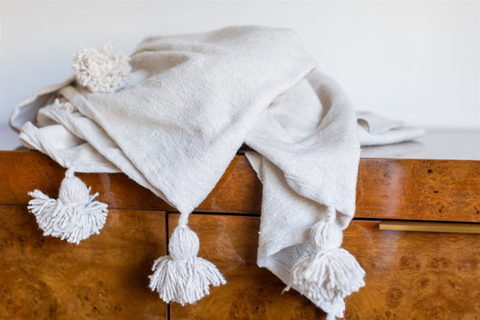 White organic wool throw
