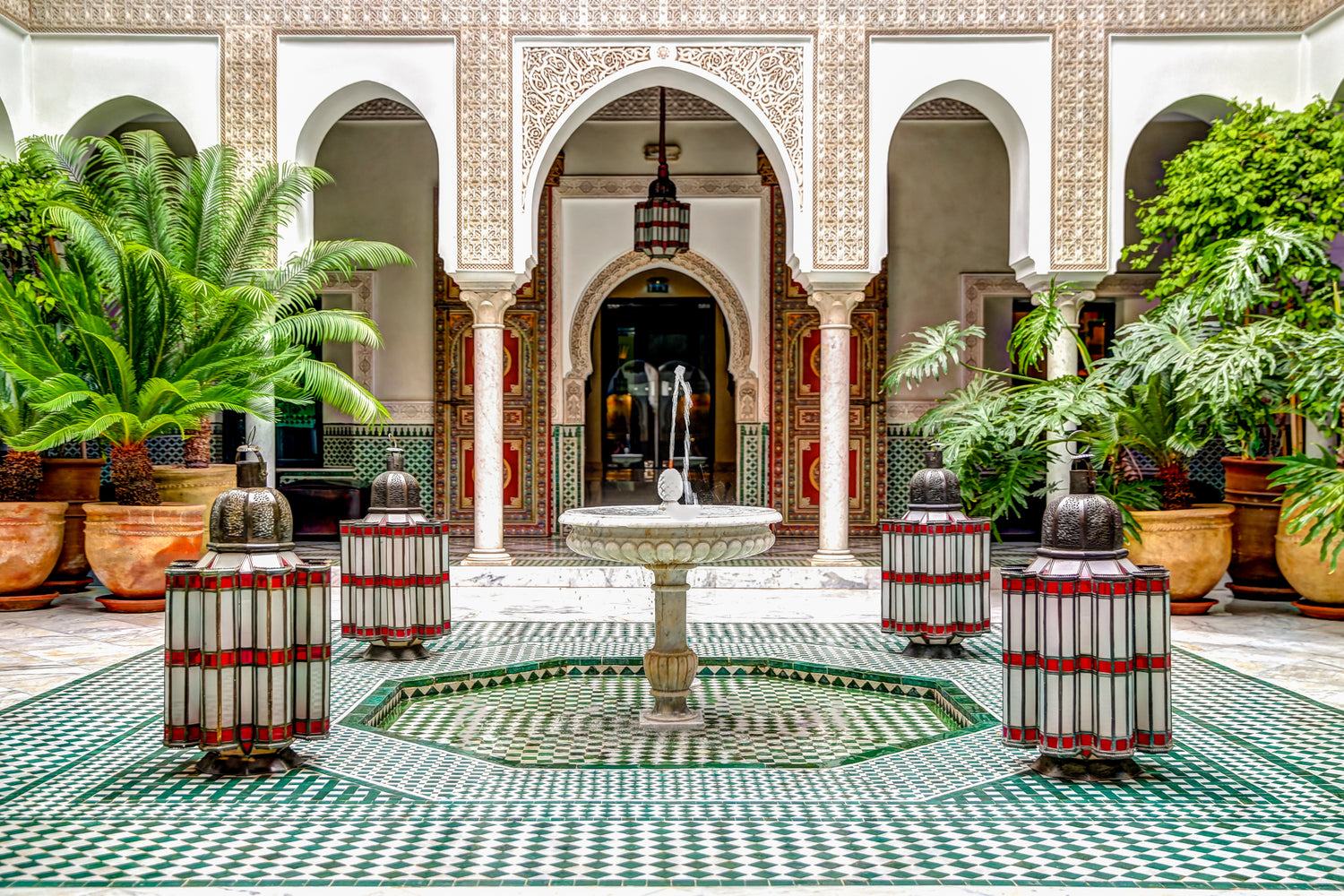 House with a water fountain inside