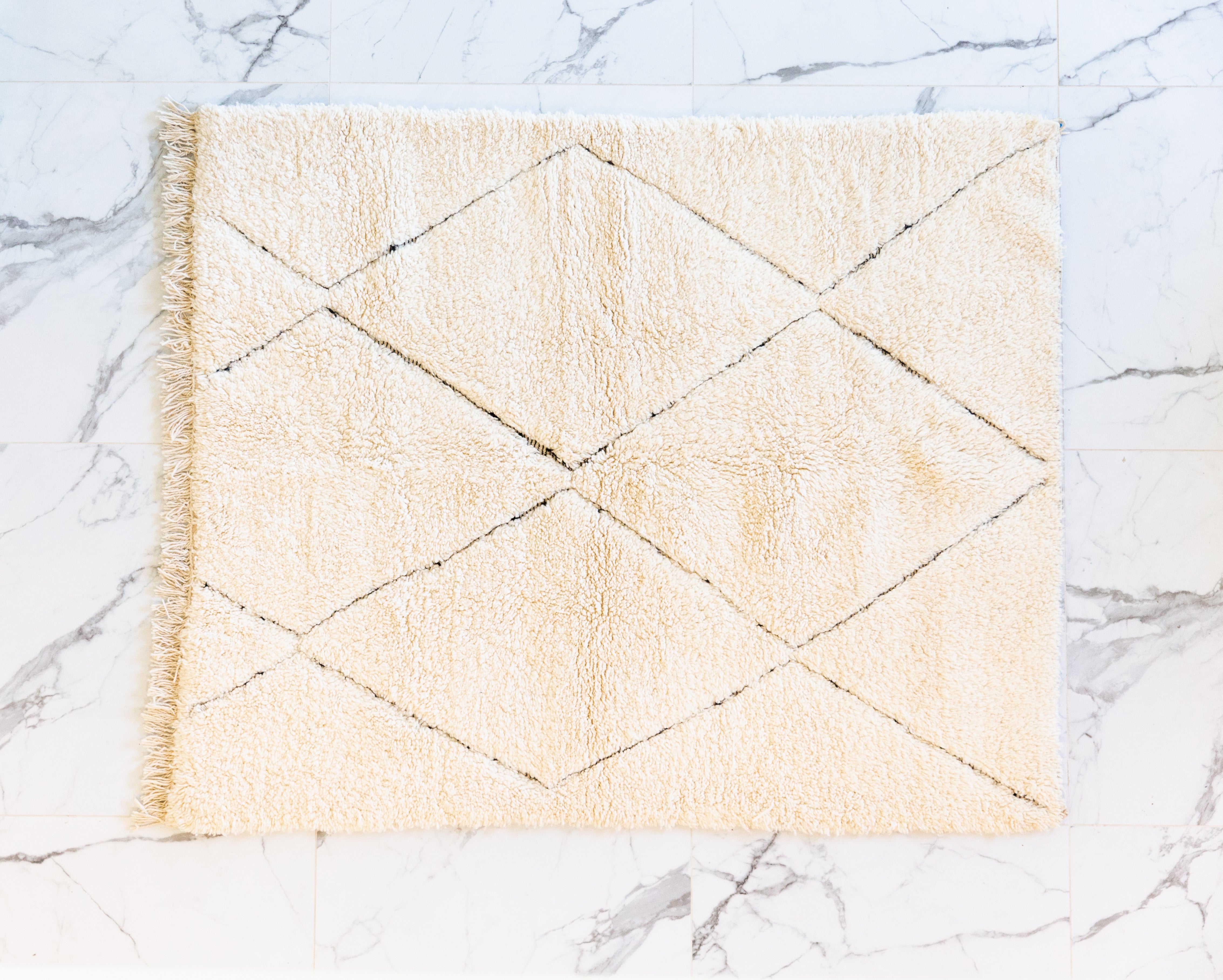 Cream Diamond Rug - Organic, 100% Wool – Diouri Art